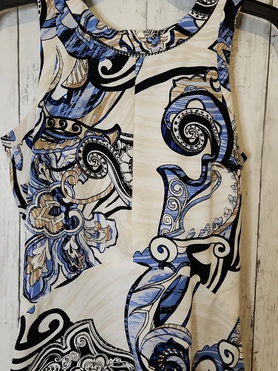 White House Black Market Blue Paisley Dress Sleeveless Fit Flare Size 2 - Picture 5 of 8